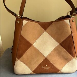 Kate Spade Brown and Tan Shoulder Bag with Geometric Design
